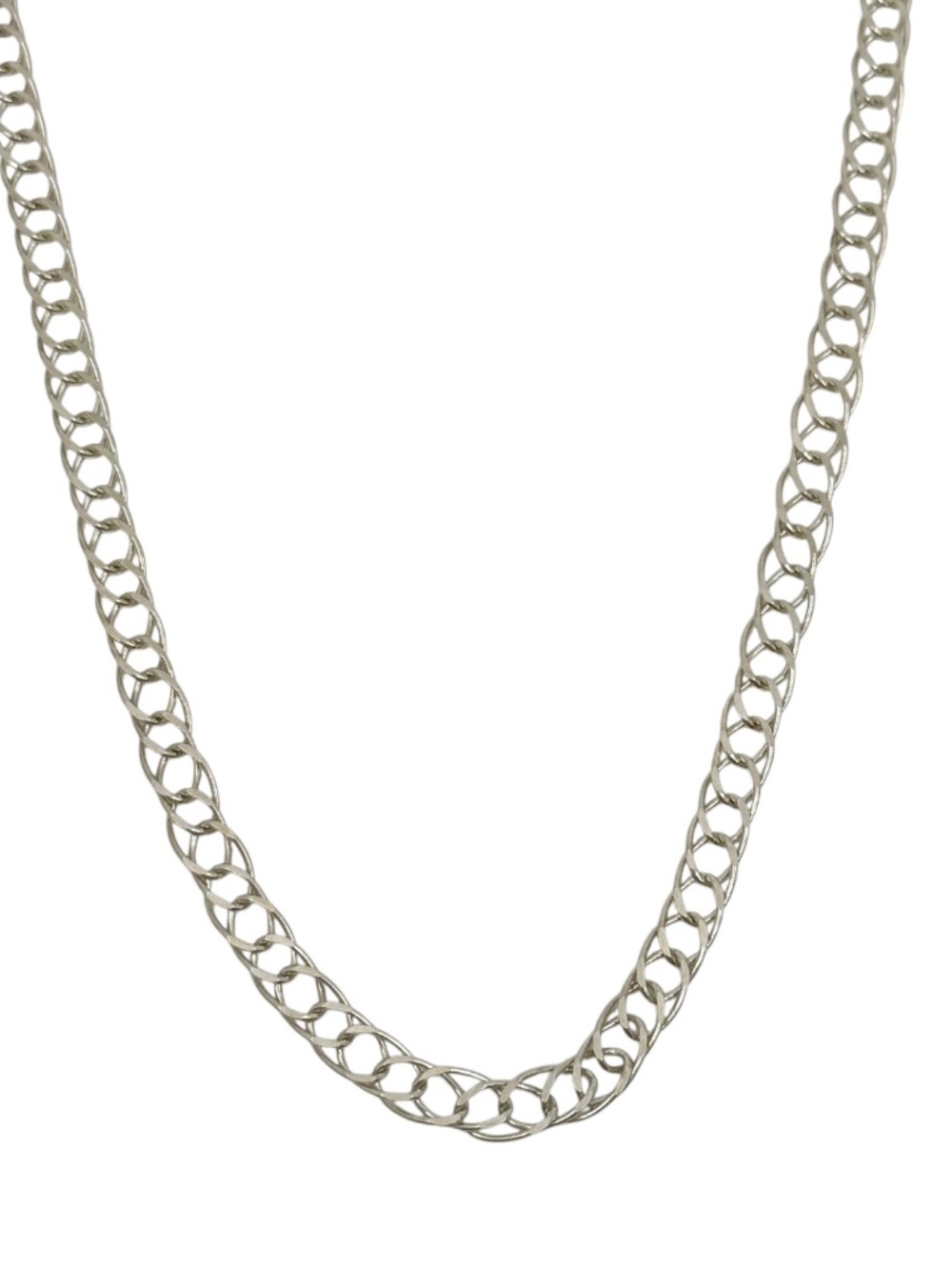 vintage sterling silver double curb link chain necklace - GM1054